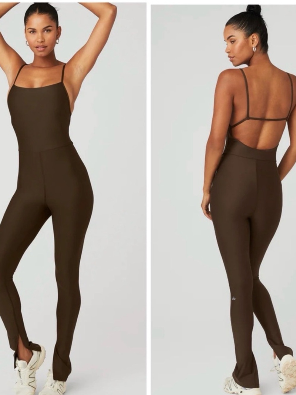 Like New! Alo Yoga Airlift Disco Daze Onesie Espresso